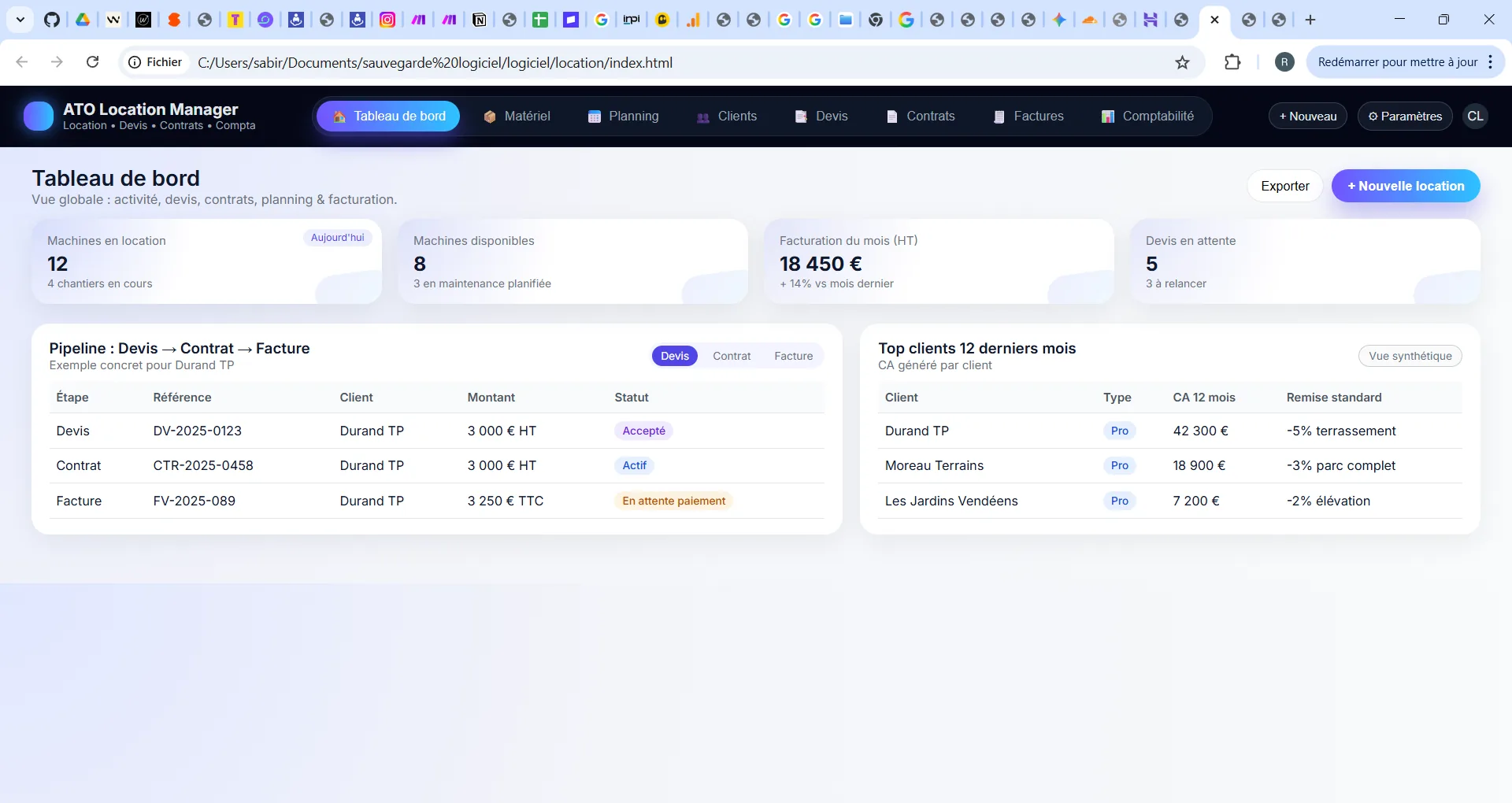 Vista previa de software online: Alquiler
